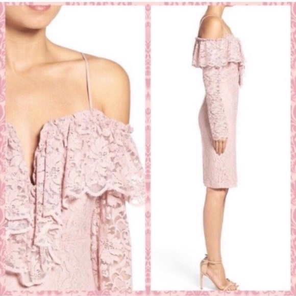 Bardot Alessandra Lace Sheath Cold Shoulder Dress - Picture 2 of 8